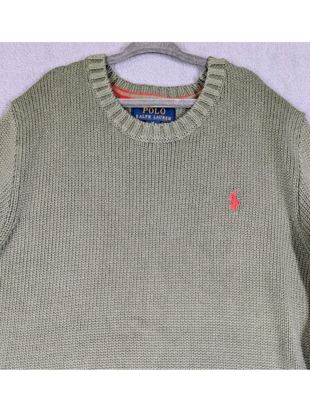 Polo Ralph Lauren Boys M 10-12 Olive Green Cotton Crewneck Sweater Pony Logo NWT